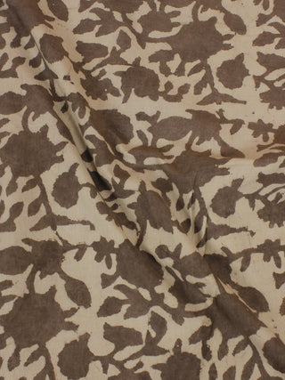 Beige Ivory Hand Block Printed Cotton Cambric Fabric Per Meter - F0916120
