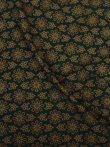 Dark Green Maroon Beige Ajrakh Block Printed Cotton Fabric Per Meter - F0916673