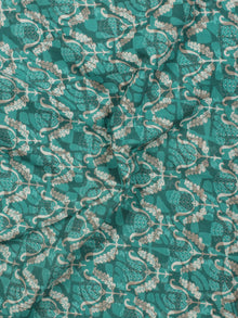 Teal Blue Green Ivory Beige Hand Block Printed Cotton Fabric Per Meter - F001F768