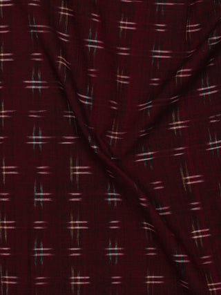 Maroon Green Ivory Pochampally Hand Weaved Double Ikat Fabric Per Meter - F002F794