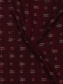 Maroon Green Ivory Pochampally Hand Weaved Double Ikat Fabric Per Meter - F002F794