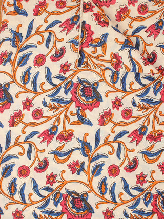 Multi Color Natural Dyed Hand Block Printed Cotton Fabric Per Meter - F0916245