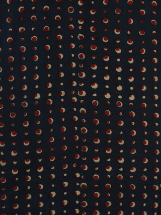 Indigo Green Red Ivory Hand Block Printed Modal Cotton Fabric Per Meter - F001F2135