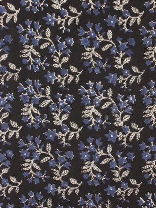 Black Ivory Indigo Hand Block Printed Cotton Fabric Per Meter - F001F2062