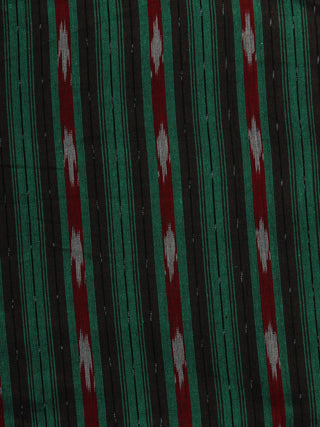 Green Black Maroon Ivory Pochampally Hand Woven Ikat Fabric Per Meter - F002F930