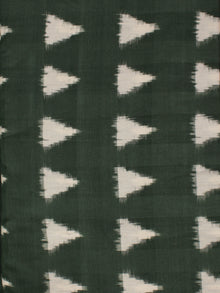 Pine Green Ivory Pochampally Hand Weaved Double Ikat Trainagular Pattern Fabric Per Meter - F002F854