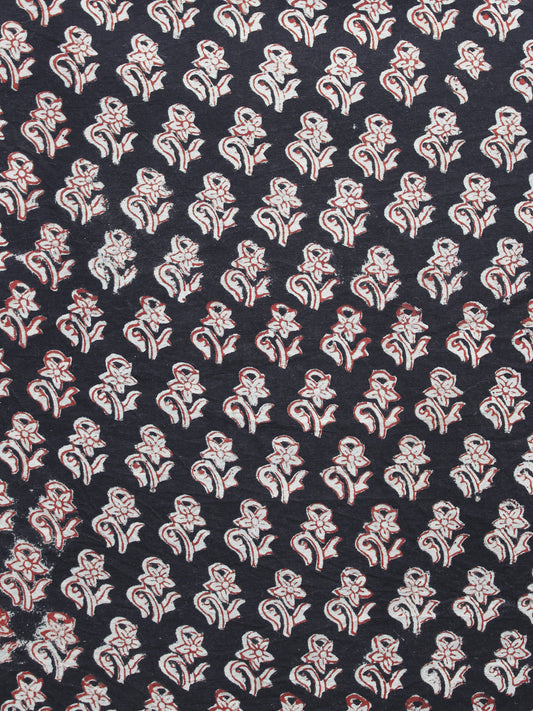 Black  Ivory Red Hand Block Printed Cotton Fabric Per Meter - F001F1145