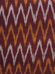 Maroon Orange Ivory Pochampally Hand Woven Ikat Fabric Per Meter - F002F909