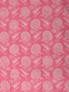 Pink White Silver Block Printed Cotton Fabric Per Meter - F001F2391