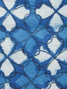 Indigo Ivory Black Hand Block Printed Cotton Fabric Per Meter - F001F1340