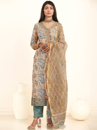 Jashn Muskan Set Of Kurta Pants Kota Doria Dupatta