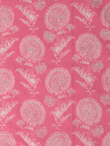 Pink White Silver Block Printed Cotton Fabric Per Meter - F001F2391