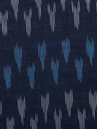 Blue Ivory Pochampally Hand Woven Ikat Fabric Per Meter - F002F944