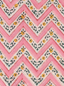 Pink Yellow Hand Block Printed Cotton Fabric Per Meter - F001F2303