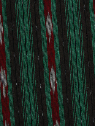 Green Black Maroon Ivory Pochampally Hand Woven Ikat Fabric Per Meter - F002F930