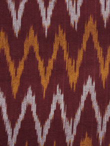 Maroon Orange Ivory Pochampally Hand Woven Ikat Fabric Per Meter - F002F909