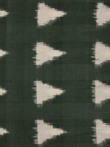 Pine Green Ivory Pochampally Hand Weaved Double Ikat Trainagular Pattern Fabric Per Meter - F002F854