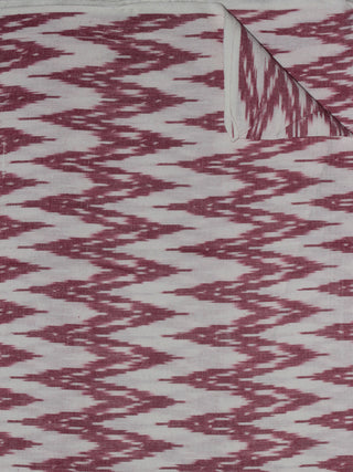 Ivory Light Purple Pochampally Hand Weaved Ikat Fabric Per Meter - F0916722