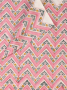 Pink Yellow Hand Block Printed Cotton Fabric Per Meter - F001F2303