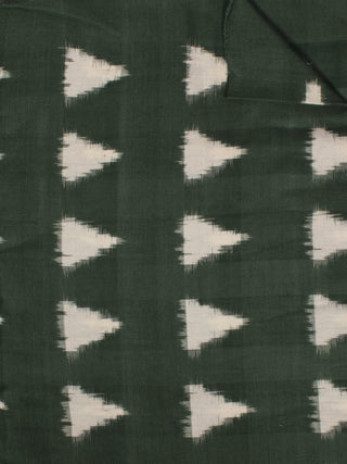Pine Green Ivory Pochampally Hand Weaved Double Ikat Trainagular Pattern Fabric Per Meter - F002F854