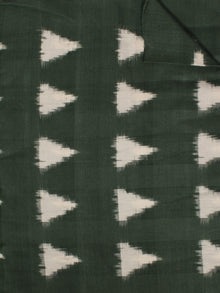 Pine Green Ivory Pochampally Hand Weaved Double Ikat Trainagular Pattern Fabric Per Meter - F002F854