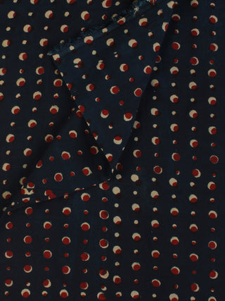 Indigo Green Red Ivory Hand Block Printed Modal Cotton Fabric Per Meter - F001F2135