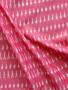 Pink White Pochampally Hand Weaved Ikat Mercerised Fabric Per Meter - F002F1563