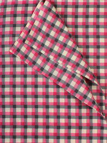 Pink Grey White Block Printed Cotton Fabric Per Meter - F001F2249