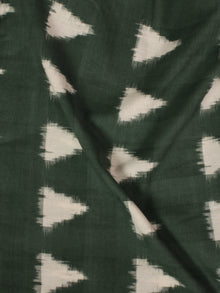 Pine Green Ivory Pochampally Hand Weaved Double Ikat Trainagular Pattern Fabric Per Meter - F002F854