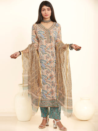 Jashn Muskan Set Of Kurta Pants Kota Doria Dupatta