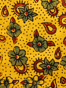 Yellow Green Black Maroon Ajrakh Hand Block Printed Cotton Fabric Per Meter - F003F1684