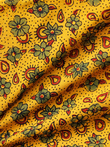 Yellow Green Black Maroon Ajrakh Hand Block Printed Cotton Fabric Per Meter - F003F1684