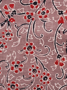 Light Brown Maroon Black Ivory Ajrakh Hand Block Printed Cotton Fabric Per Meter - F003F1675