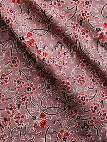 Light Brown Maroon Black Ivory Ajrakh Hand Block Printed Cotton Fabric Per Meter - F003F1675