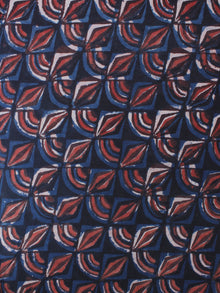 Indigo Red Brown Hand Block Printed Cotton Fabric Per Meter - F0916370