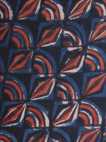 Indigo Red Brown Hand Block Printed Cotton Fabric Per Meter - F0916370