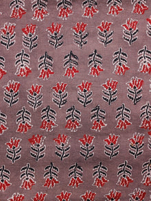 Brown Black Maroon Ivory Ajrakh Hand Block Printed Cotton Fabric Per Meter - F003F1678