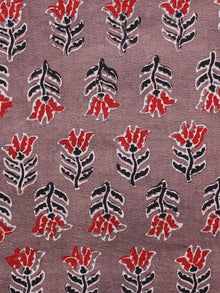 Brown Black Maroon Ivory Ajrakh Hand Block Printed Cotton Fabric Per Meter - F003F1678