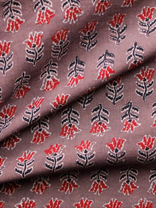 Brown Black Maroon Ivory Ajrakh Hand Block Printed Cotton Fabric Per Meter - F003F1678