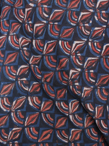 Indigo Red Brown Hand Block Printed Cotton Fabric Per Meter - F0916370