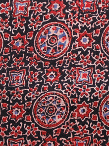Black Red Pink Ajrakh Hand Block Printed Cotton Fabric Per Meter - F003F1680