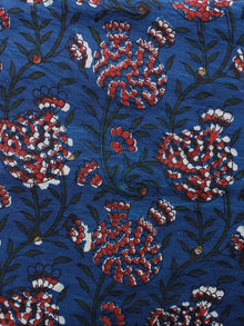 Indigo Red Ivory Hand Block Printed Cotton Fabric Per Meter - F001F1341