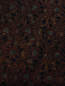 Black Maroon Rust Orange Ajrakh Hand Block Printed Cotton Blouse Fabric - BPA011