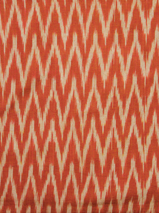 Rust Orange Ivory Pochampally Hand Woven Ikat Fabric Per Meter - F002F910