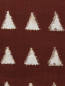 Brown White Hand Woven Double Ikat Handloom Cotton Fabric Per Meter - F002F1564