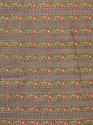 Grey Green Orange Block Printed Cotton Fabric Per Meter - F001F2250