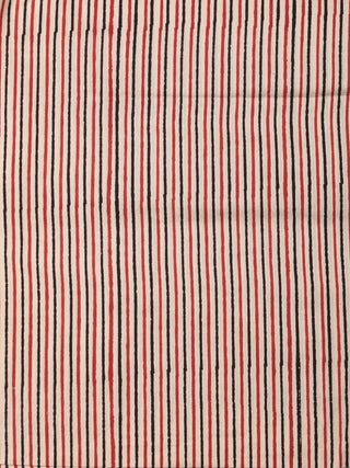 OffWhite Red Black Hand Block Printed Cotton Fabric Per Meter - F001F2448