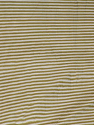 Olive Green White Block Printed Cotton Fabric Per Meter - F001F2390
