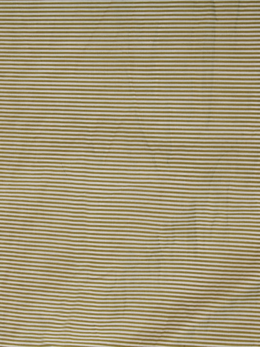 Olive Green White Block Printed Cotton Fabric Per Meter - F001F2390