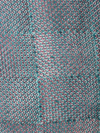 Green Coral Hand Block Printed Cotton Fabric Per Meter - F001F2275
